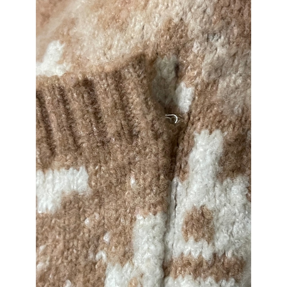 SO Goods For Life Womens Tan Geometric Fair Isle Open Front Cardigan Sweater M - Picture 5 of 9